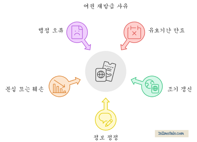 여권 재발급 사유를 정리한 그래픽 이미지